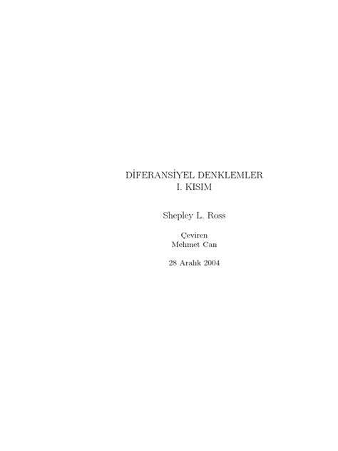 Diferansiyel denklemler ross pdf